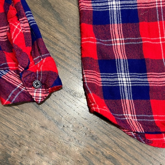 Rails Red White Blue Hunter Cobalt Cherry Plaid Flannel Shirt Size Size S/M - Picture 5 of 7
